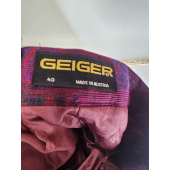 Vintage Geiger of Austria -Pleated Midi Skirt - Wool Burgundy -Size M 40 - Picture 3 of 5